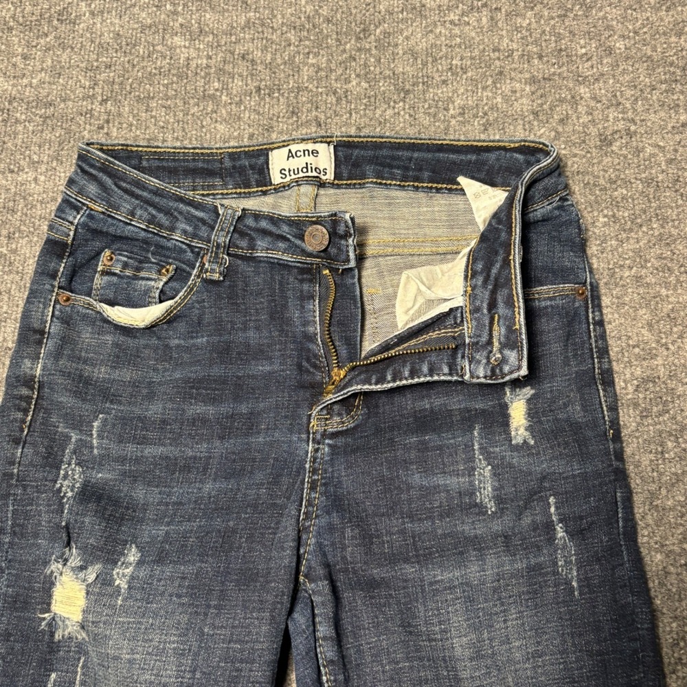 Acne Studios Tram Lt  Women's  size 24 distressed  Slim Jeans Dark Wash Blue - Picture 3 of 16